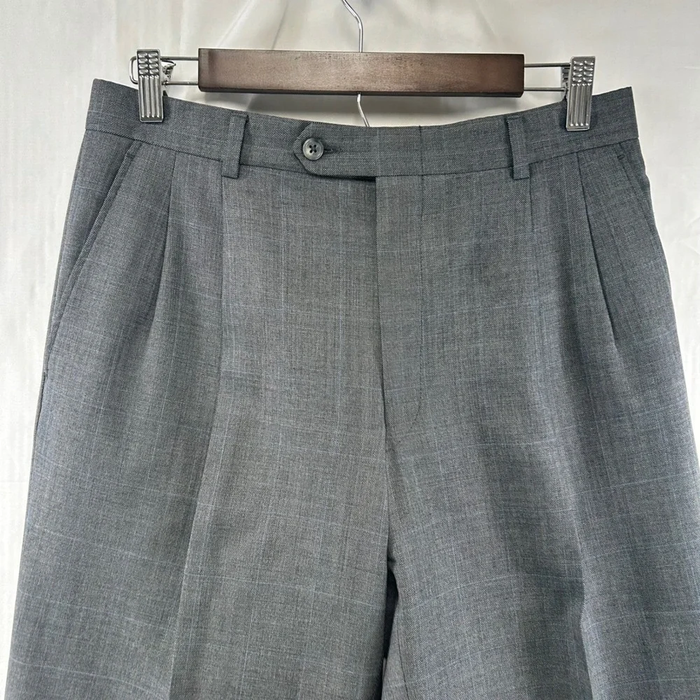 Burberry London Suit Mens 38S Grey Glen Plaid Wool 2-Button Pleated Cuffed 30x30